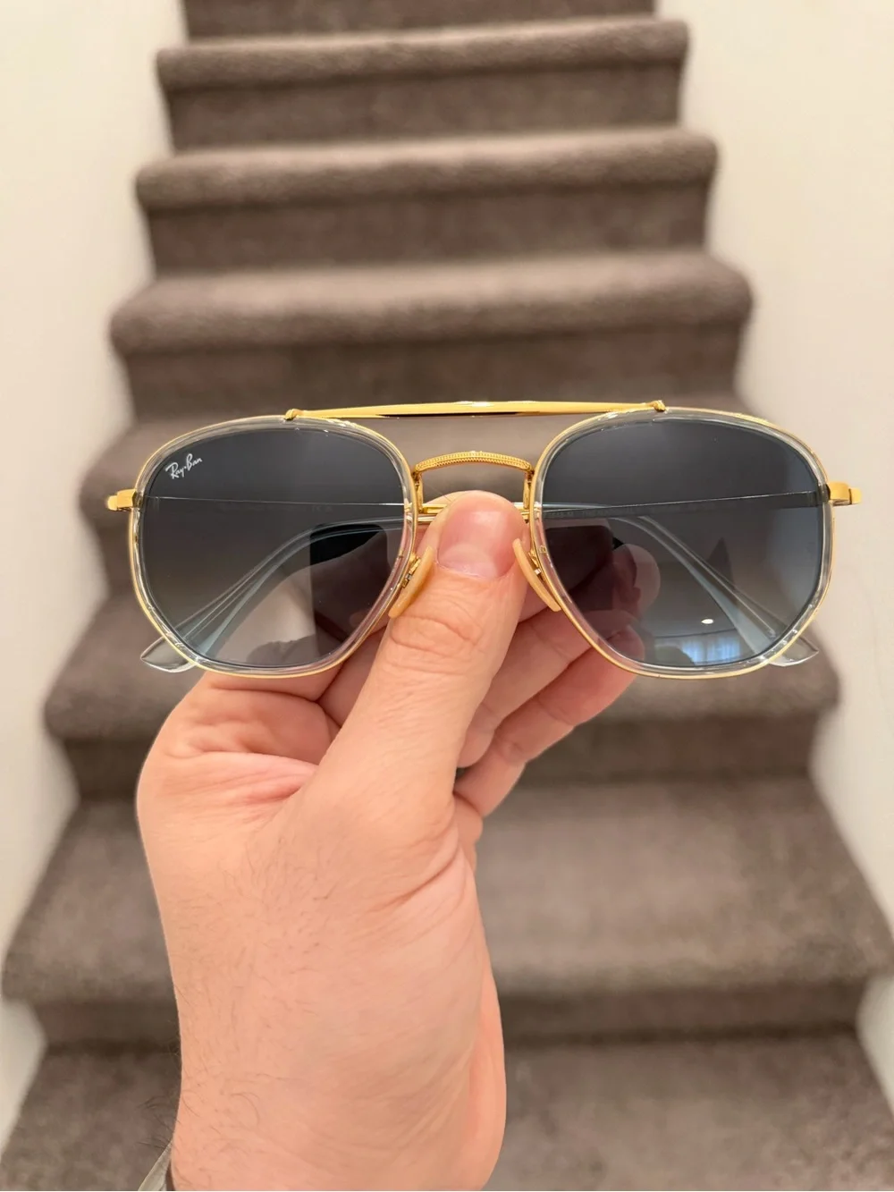 NEW Ray-BanTHE MARSHAL II SUNGLASSES ARISTA GOLD / BLUE GRADIENT RB3648 52-23